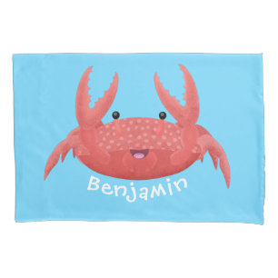 Cute red spotty crab cartoon illustration pillowcase