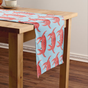 Cute red spotty crab cartoon illustration short table runner