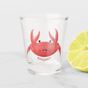 Cute red spotty crab cartoon illustration shot glass