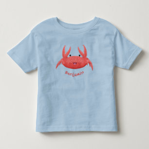 Cute red spotty crab cartoon illustration toddler t-shirt