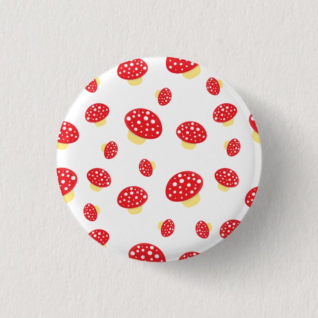 Cute Red Spotty Toadstool Mushrooms Pattern 1 Inch Round Button (Front)