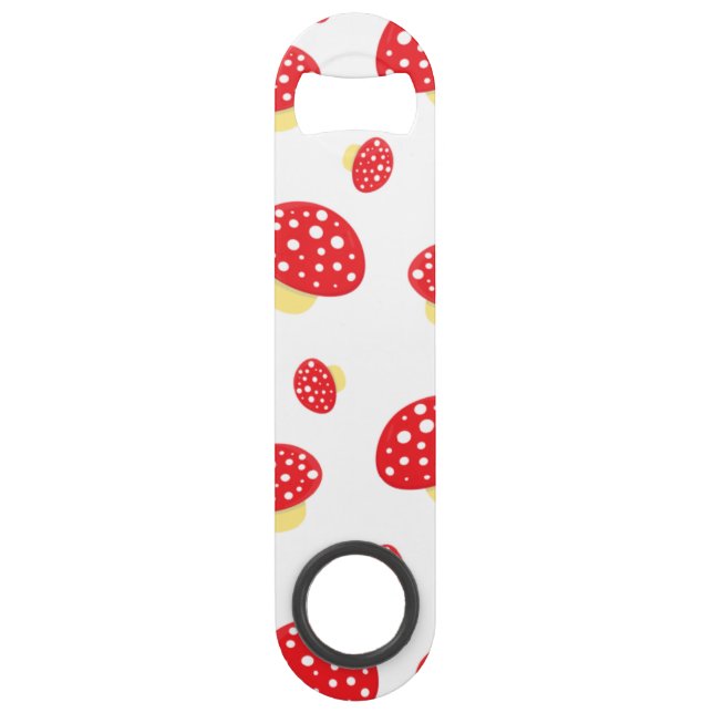 Cute Red Spotty Toadstool Mushrooms Pattern Bar Key (Front)