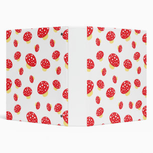 Cute Red Spotty Toadstool Mushrooms Pattern Binder