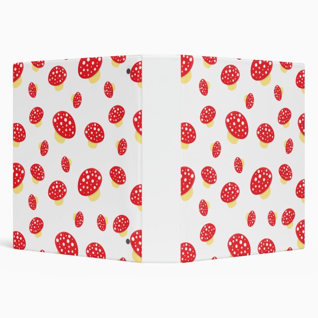 Cute Red Spotty Toadstool Mushrooms Pattern Binder (Background)