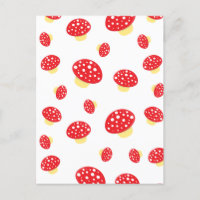 Cute Red Spotty Toadstool Mushrooms Pattern