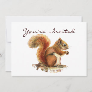 Cute Red Squirrel Birthday Party Invite