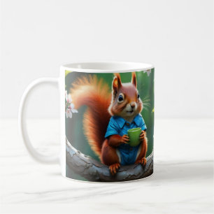 Cute Red Squirrel on The Tree-68364 Coffee Mug