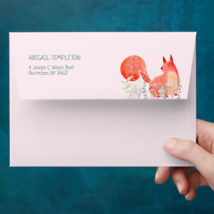 Cute Red Squirrel Wildflower Girl Baby Shower Envelope