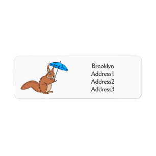 Cute red squirrel with umbrella cartoon