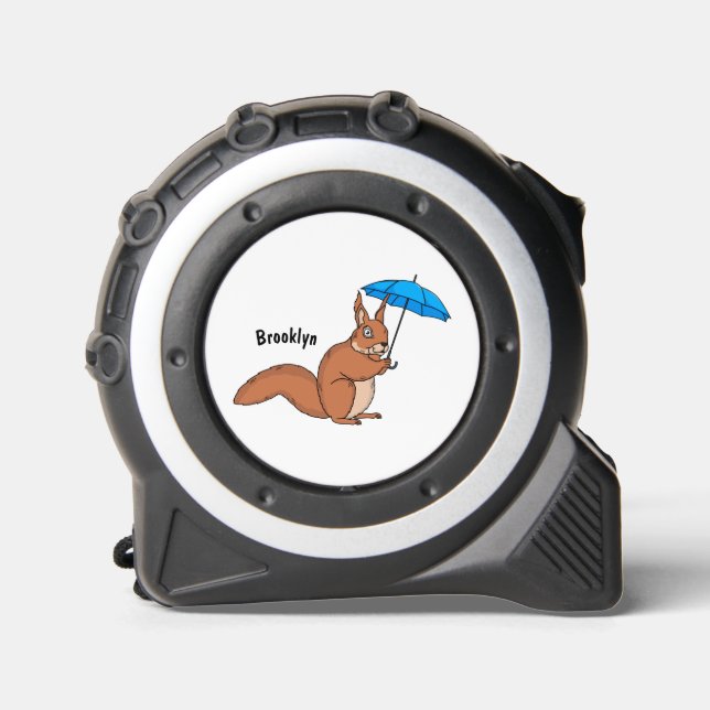 Cute red squirrel with umbrella cartoon 1 (Front)