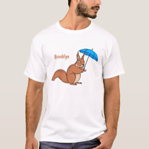 Cute red squirrel with umbrella cartoon  T-Shirt