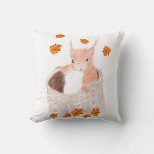 Cute Red Squrial  Throw Pillow