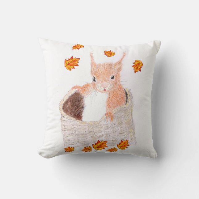 Cute Red Squrial  Throw Pillow (Front)