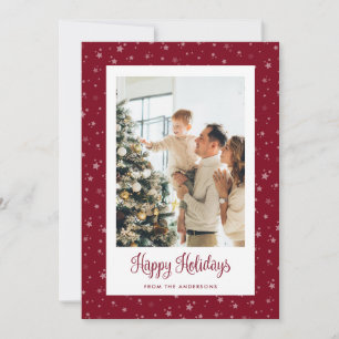 Cute Red Starry Photo Happy Holidays Cards