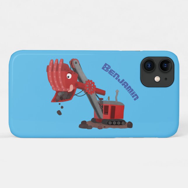 Cute red steam shovel digger cartoon illustration Case-Mate iPhone case (Back (Horizontal))