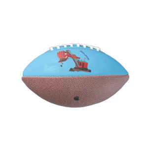 Cute red steam shovel digger cartoon illustration football