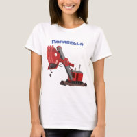 Cute red steam shovel digger cartoon illustration