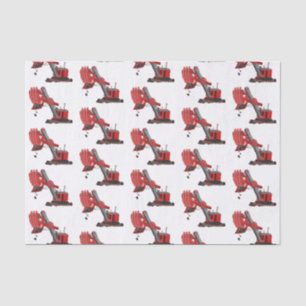 Cute red steam shovel digger cartoon illustration tissue paper