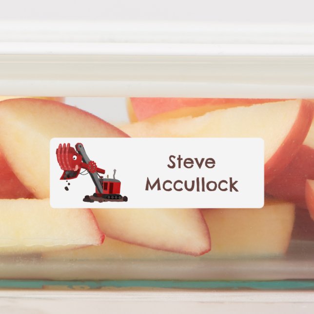 Cute red steam shovel digger cartoon personalized (Affixed)