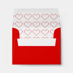 Cute red stitch hearts envelope liner design
