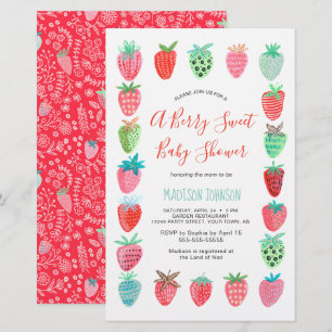 Cute Red Strawberry baby shower budget invitation
