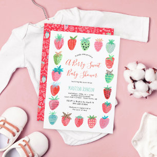 Cute Red Strawberry Baby Shower Invitation