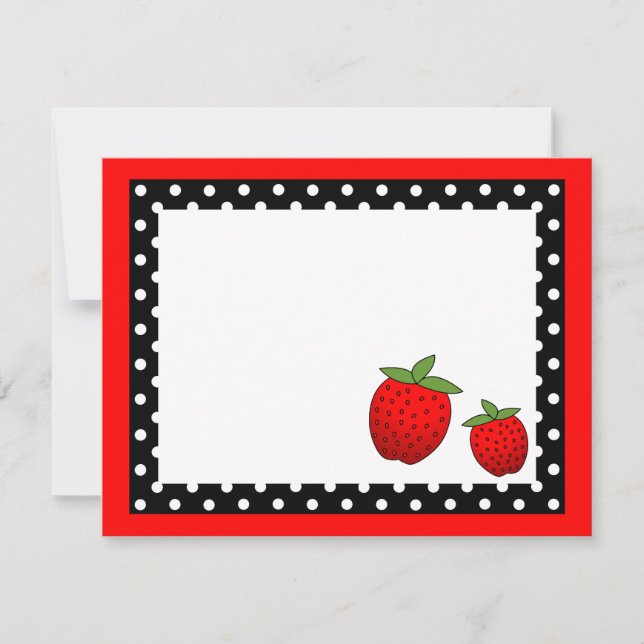 Cute Red Strawberry Flat Thank You Note Cards (Front)