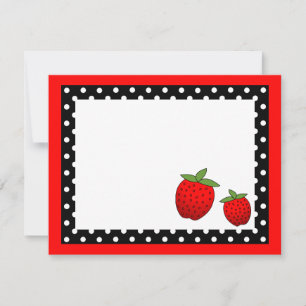 Cute Red Strawberry Flat Thank You Note Cards