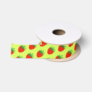 Cute red strawberry fruit pattern gift ribbon roll satin ribbon
