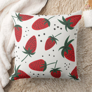Cute Red Strawberry Fruit Pattern Throw Pillow