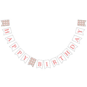 Cute Red Strawberry Girl 1st Birthday Party Bunting Flags