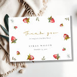 Cute Red Strawberry Leafy Botanical Baby Shower Thank You Card<br><div class="desc">If you need any further customisation please feel free to message me on yellowfebstudio@gmail.com.</div>