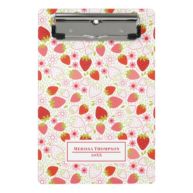 Cute Red Strawberry Mini Clipboard (Front)