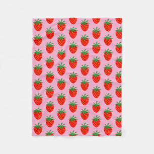 Cute red strawberry pattern fleece blanket