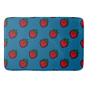 Cute Red Strawberry Pattern for Vegans Bath Mat