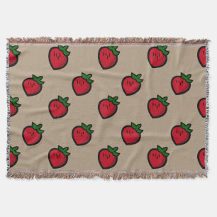 Cute Red Strawberry Pattern for Vegans Throw Blanket