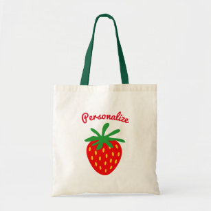 Cute red strawberry print custom tote bags