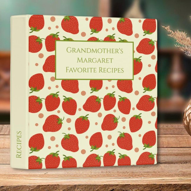 Cute Red Strawberry Recipe Pattern Grandmother's  Binder (Creator Uploaded)