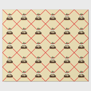 Cute Red Stripe Christmas Pudding Gift Wrapping Paper