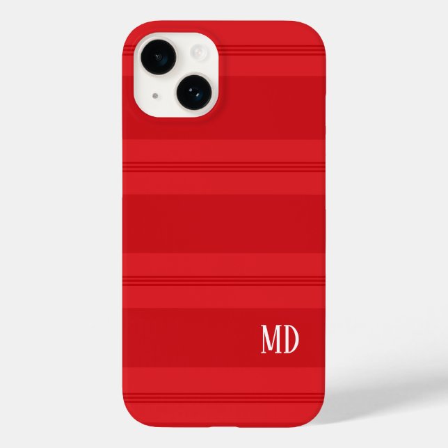 Cute Red Striped Christmas Monogram Case-Mate iPhone Case (Back)
