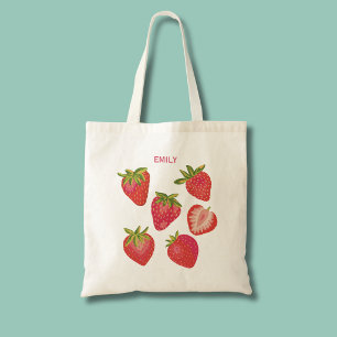 Cute Red Summer Strawberry Tote Bag