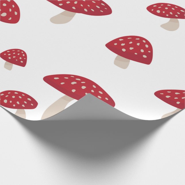 Cute Red Toadstool Mushroom Wrapping Paper (Corner)