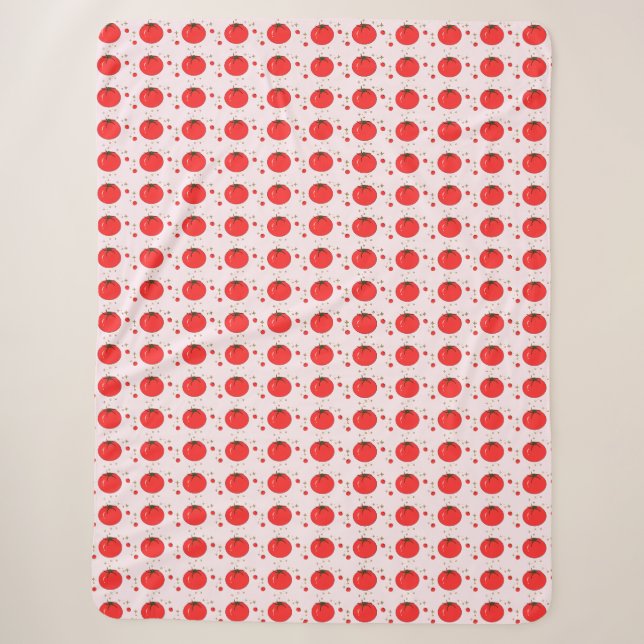 Cute Red Tomato Pattern Sherpa Blanket (Front)
