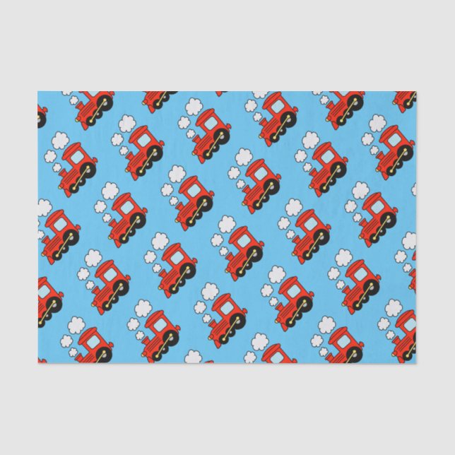 Cute red toy choo choo train kid's Birthday gift Tissue Paper (Front)