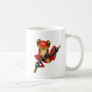 Cute Red Tree Frog on a Branch Coffee Mug