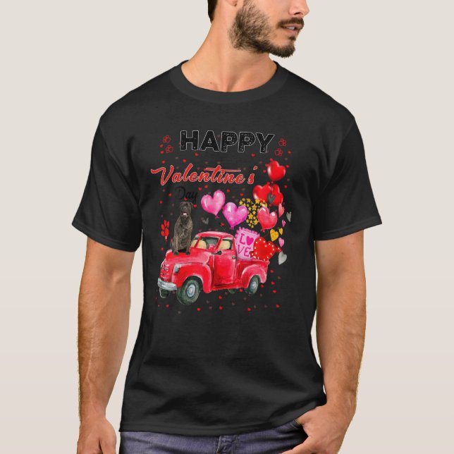 Cute Red Truck Bull Mastiff Valentines Day Costume T-Shirt (Front)