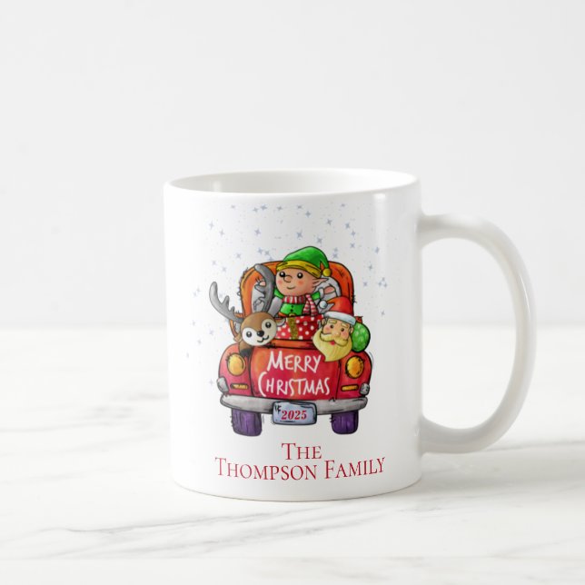 Cute Red Truck Christmas Hot Chocolate Name   Coffee Mug (Right)