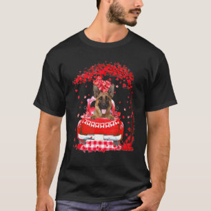 Cute Red Truck German Shepherd Valentines Day Cost T-Shirt