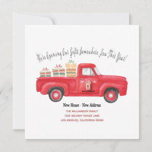 Cute Red Truck We've Moved Holiday New Address Announcement