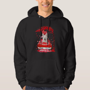 Cute Red Truck White German Shepherd Valentines Da Hoodie